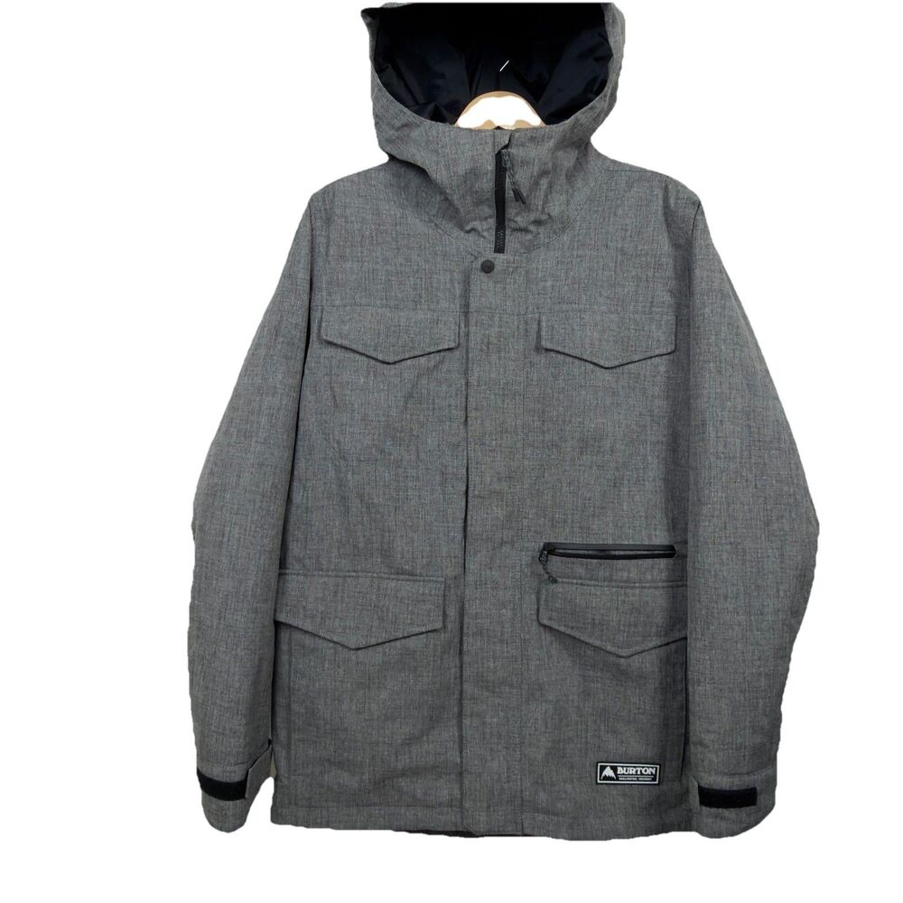 Burton Covert Jacket Snowboard Ski Mens L Gray DRYRIDE Insulated Coat Hooded